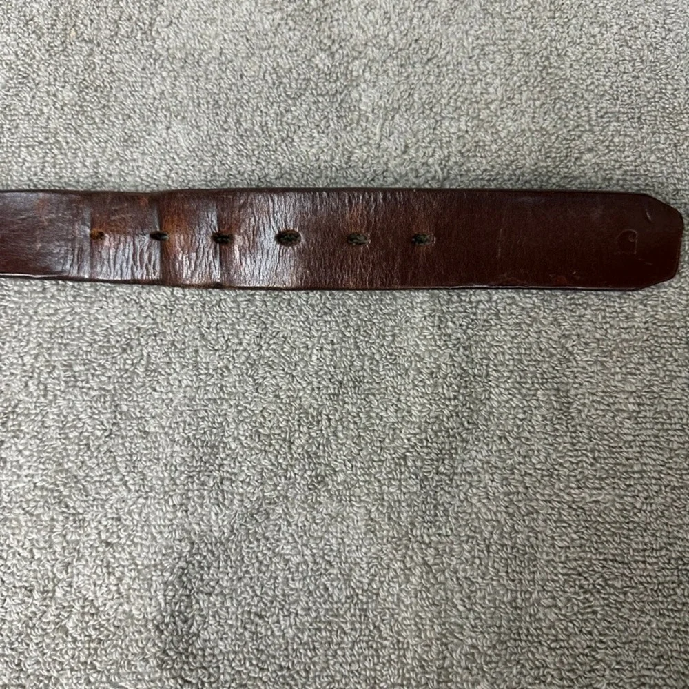 Carhartt Mens Brown Leather Work Belt Single Prong Metal Buckle Size 42 44